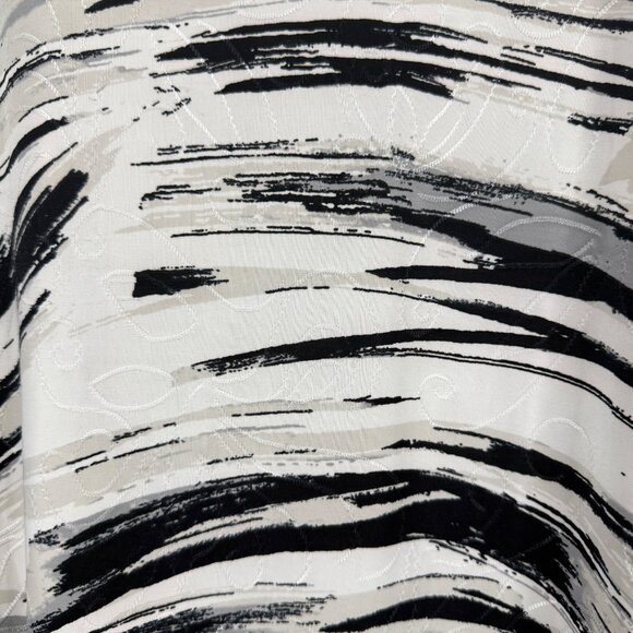 JM Collection Womens P/L Black & White Abstract Print Top With 3/4 Sleeves - Picture 4 of 11